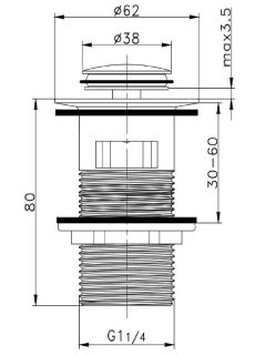Донный клапан для раковины Raglo R600.05.06 чёрный